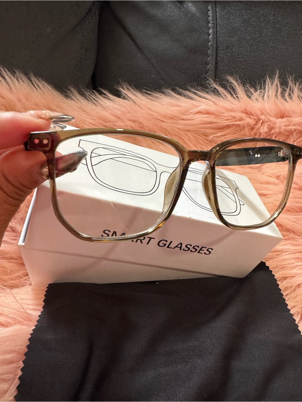 Unbranded Olive Green Smart Glasses - Clear Lens